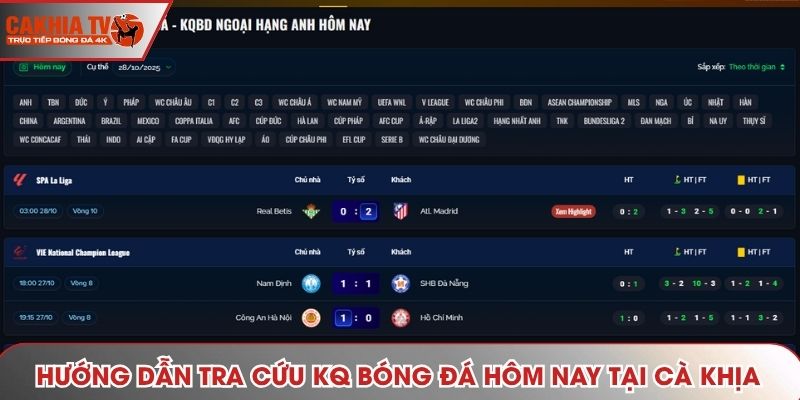 Hướng dẫn tra cứu KQ bóng đá hôm nay tại Cà Khịa